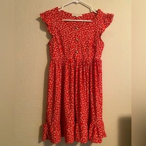 Red flower summer dress, Monteau brand size xtra small. Lightly worn